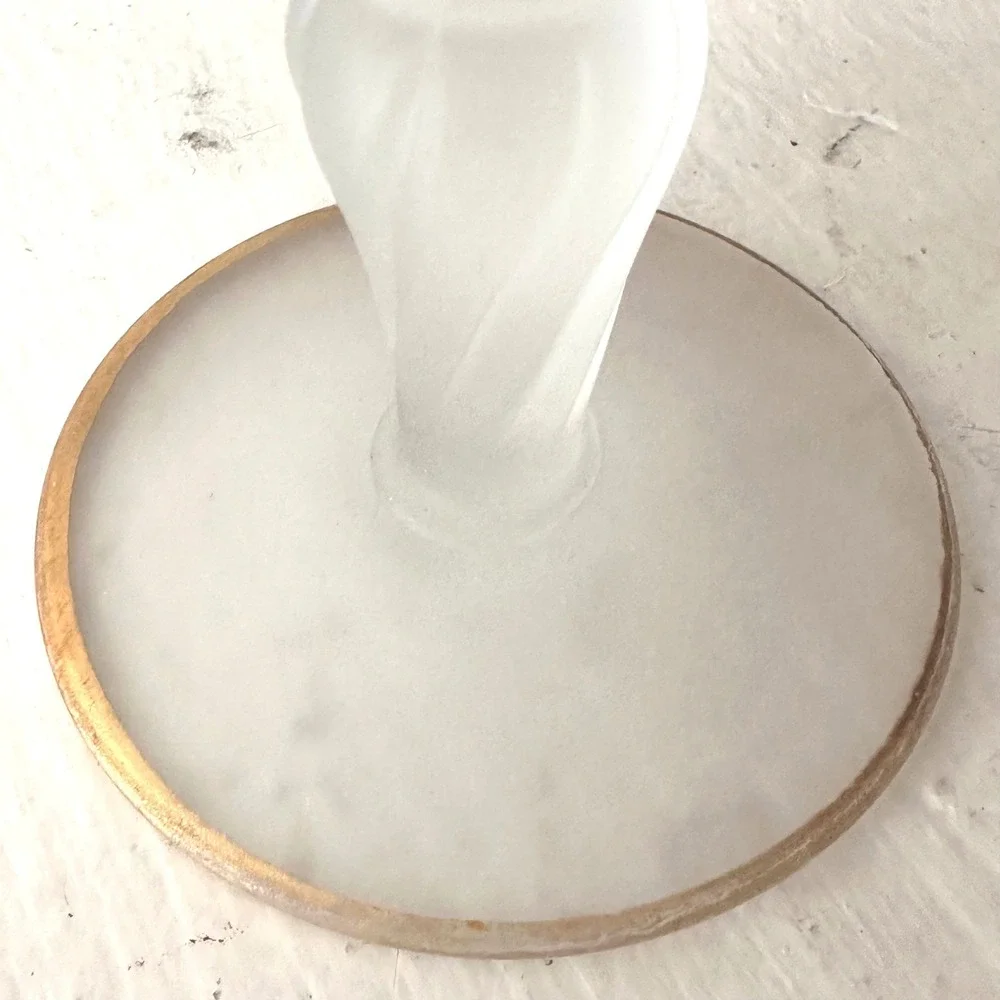 Vintage Frosted Glass Asian Bud Vase Gold Trim Geisha Landscape Twisted Stem 8in